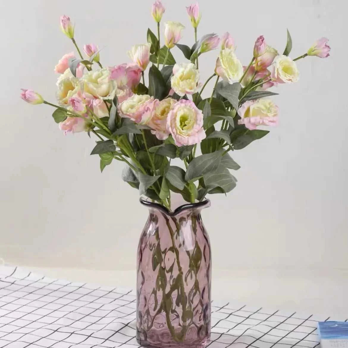 Haya Artificial Silk Eustoma Flowers - Home Decor 14:193#Deep Pink Purple Artificial Flowers