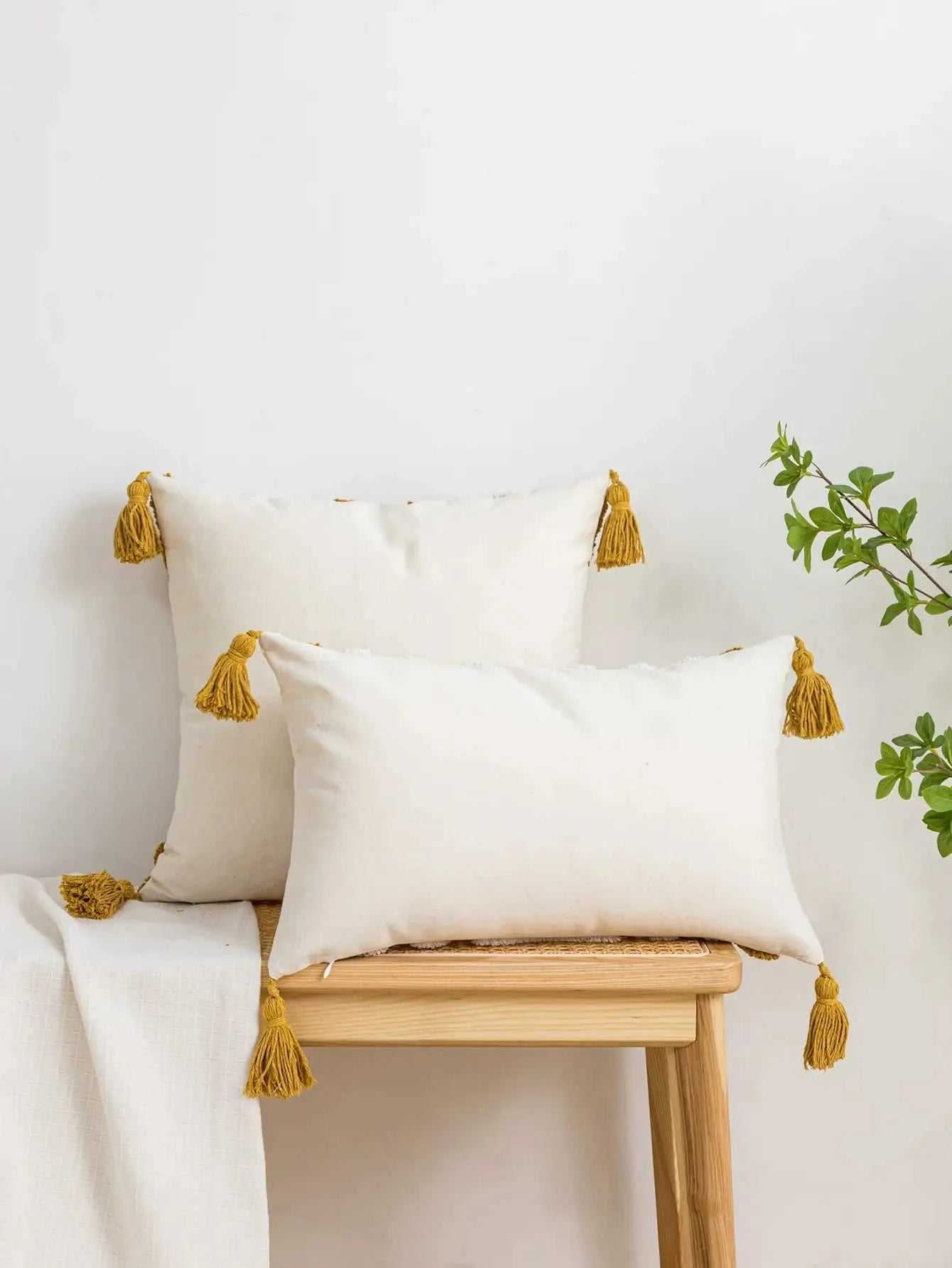 Solaris Boho Golden Brown Geometric Pillow Cover - 100% Cotton Tufted Cushion 14:350852;5:202949817 OE Cushion Covers
