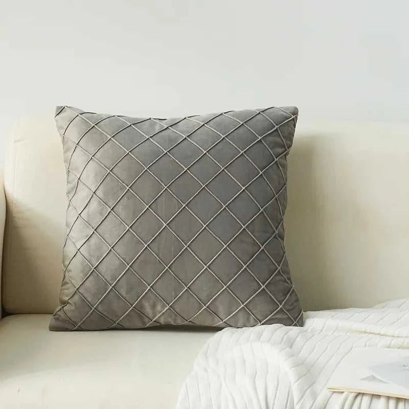Souk Velvet Diamond Check Throw Pillow Cover - Soft Solid Color Cushion 14:200002984#PURPLE;5:202949817#30X50cm Cushion Covers