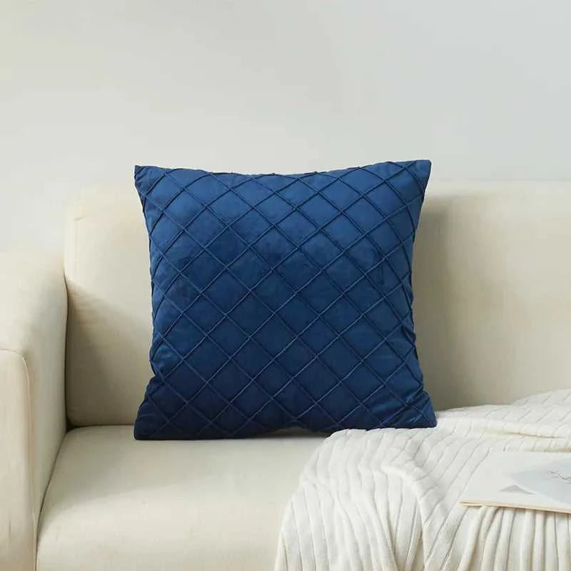 Souk Velvet Diamond Check Throw Pillow Cover - Soft Solid Color Cushion 14:200002984#PURPLE;5:202949817#30X50cm Cushion Covers