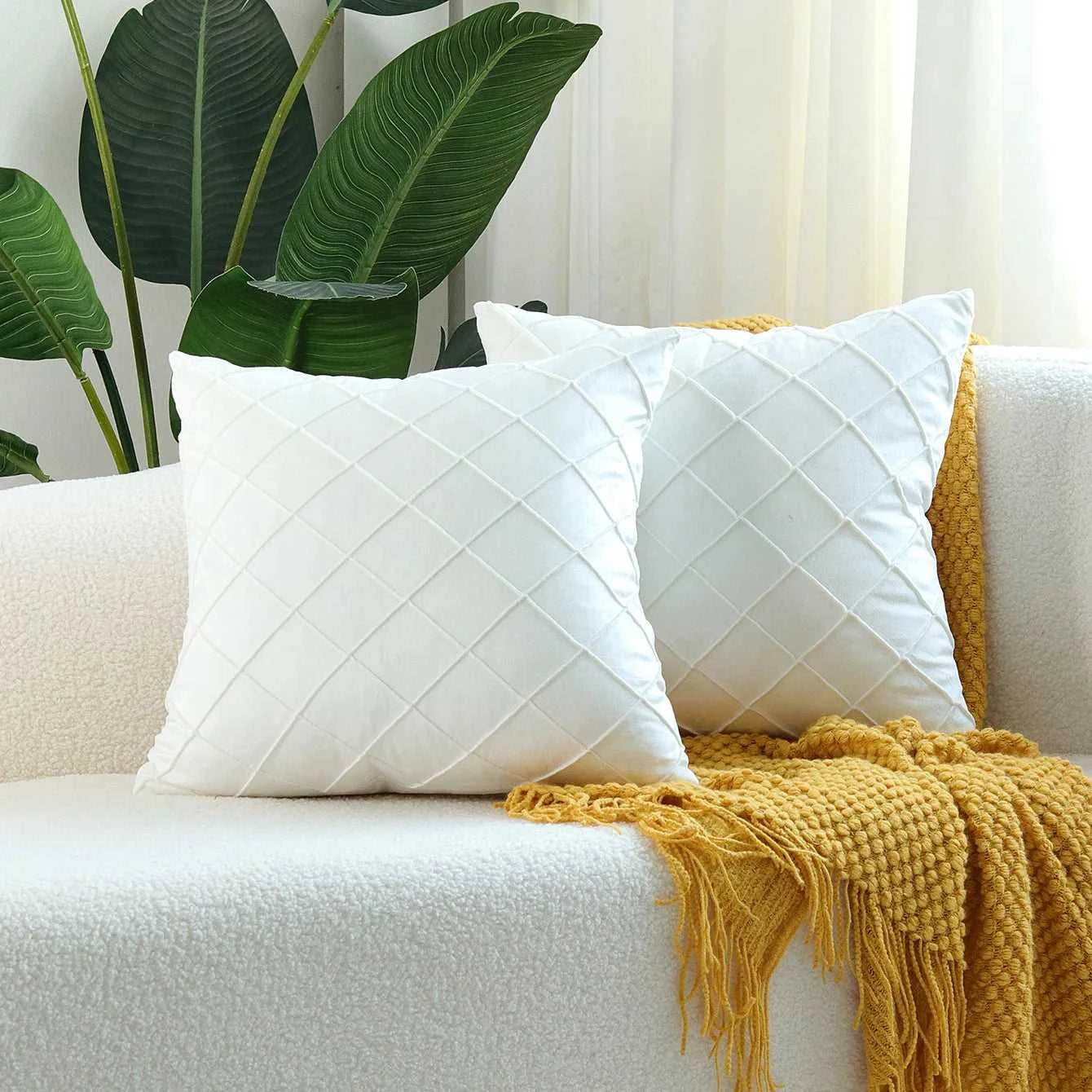 Souk Velvet Diamond Check Throw Pillow Cover - Soft Solid Color Cushion 14:200002984#PURPLE;5:202949817#30X50cm Cushion Covers