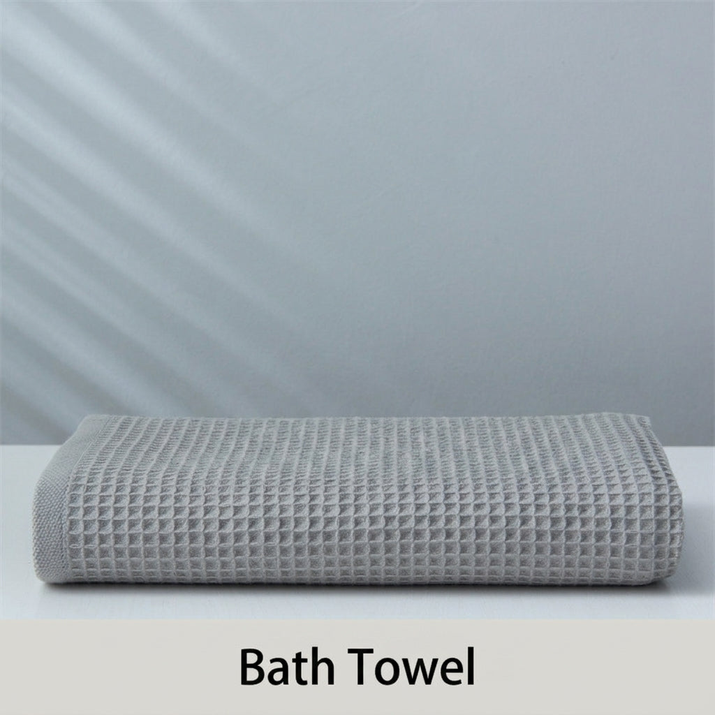 Subako waffle weave bath towel in grey, 70x140cm – luxury cotton