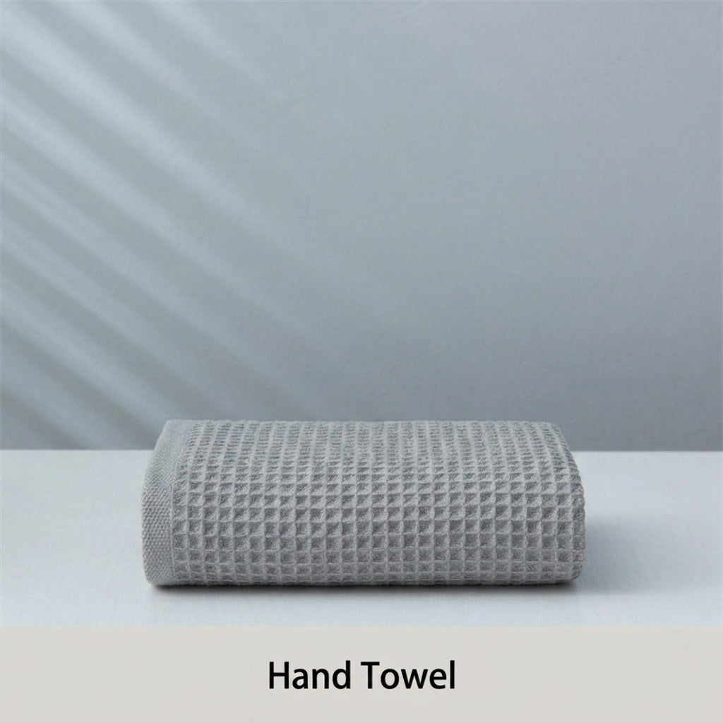 Subako waffle weave hand towel in grey, 34x76cm – soft absorbent cotton