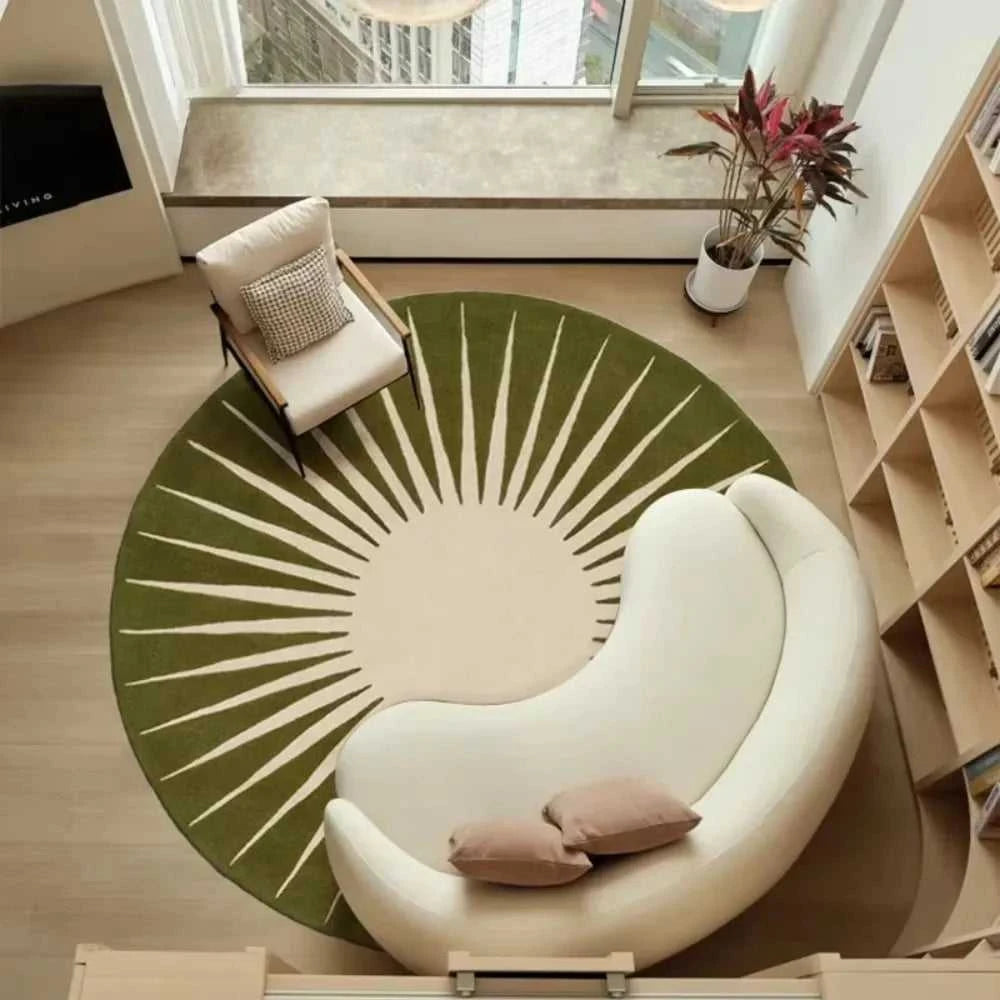 Sunflower Round Rug - Anti-Slip Short Pile Carpet 14:193#XSQ-FLR-275;5:200007736#80X80CM(2.6X2.6FT Rugs