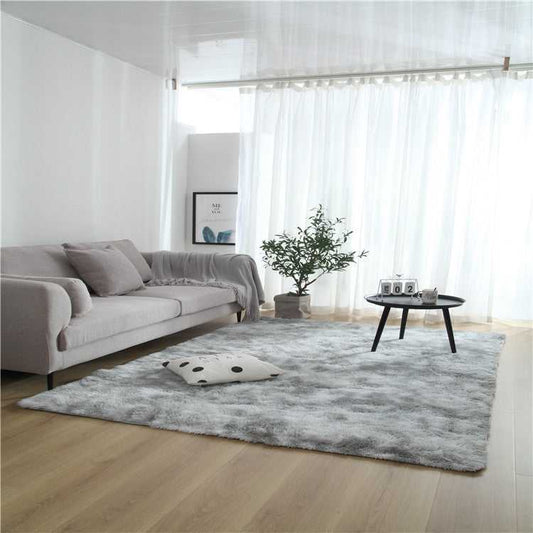 Tepp machine washable light gray tie-dye gradient area rug for bedroom and living room