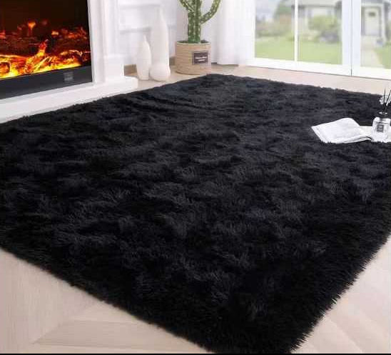 Tepp machine washable black tie-dye gradient area rug for bedroom and living room