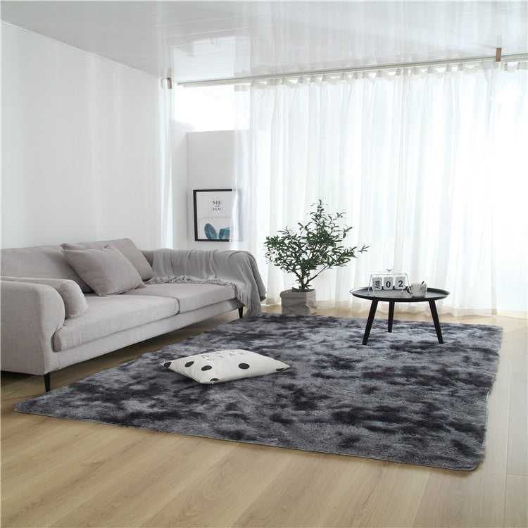 Tepp machine washable dark grey tie-dye gradient area rug for bedroom and living room