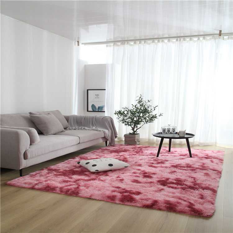 Tepp machine washable rose red tie-dye gradient area rug for bedroom and living room