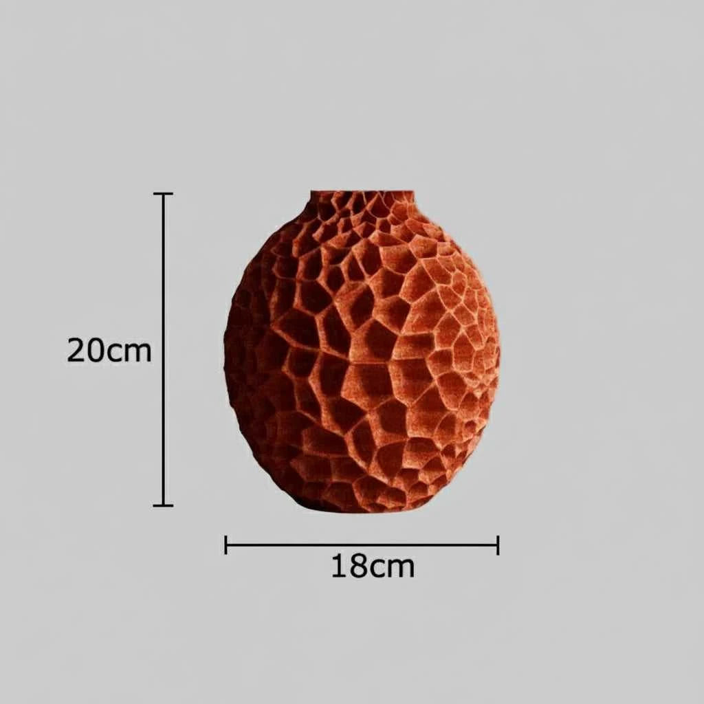 Panal Honeycomb Ceramic Vase - Modern Textured Porcelain Flower Vase 14:29#Orange-S vase