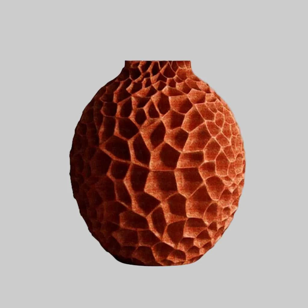 Panal Honeycomb Ceramic Vase - Modern Textured Porcelain Flower Vase 14:29#Orange-S vase