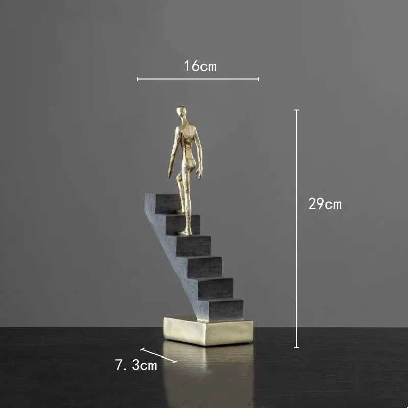 Resin Handicraft Sculpture Staircase Ladder Man Abstract Decorative Figurines Room Decoration Accessories 14:200006155#E sculptures