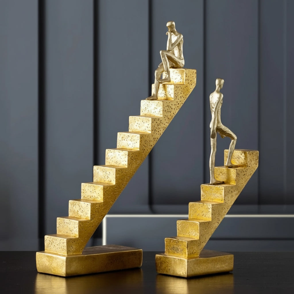 Resin Handicraft Sculpture Staircase Ladder Man Abstract Decorative Figurines Room Decoration Accessories 14:200006155#E sculptures