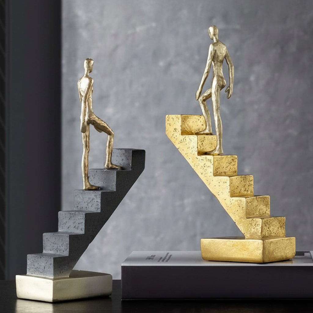 Resin Handicraft Sculpture Staircase Ladder Man Abstract Decorative Figurines Room Decoration Accessories 14:200006155#E sculptures
