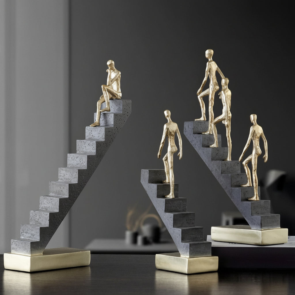 Resin Handicraft Sculpture Staircase Ladder Man Abstract Decorative Figurines Room Decoration Accessories 14:200006155#E sculptures