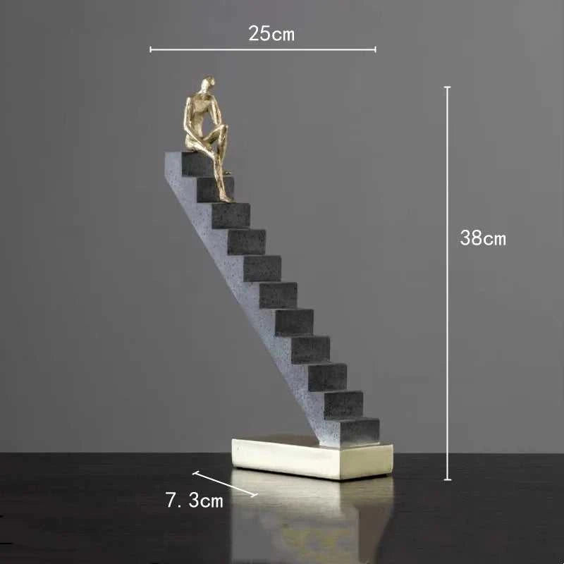 Resin Handicraft Sculpture Staircase Ladder Man Abstract Decorative Figurines Room Decoration Accessories 14:200006155#E sculptures