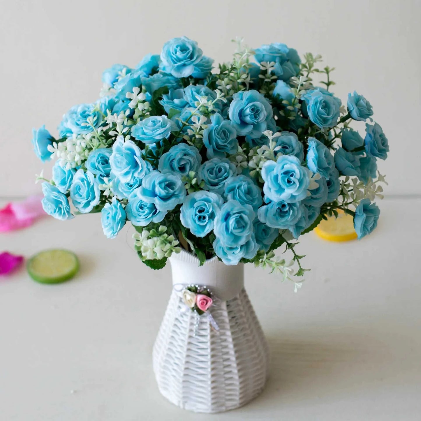 Vallie Artificial Mini Rose Bouquet - 15 Heads for Home, Office & Wedding Decor 14:202135822 L/Pink Artificial Flowers