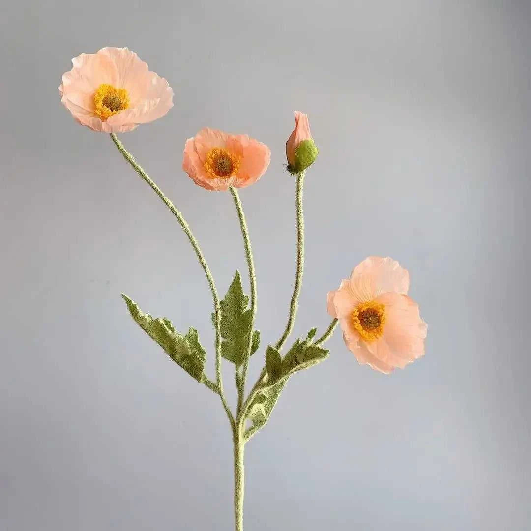 Valencia Artificial Poppy Flowers - Silk Long Stem for Wedding Bouquet & Home Decor 14:200006154#Purple White Artificial Flowers