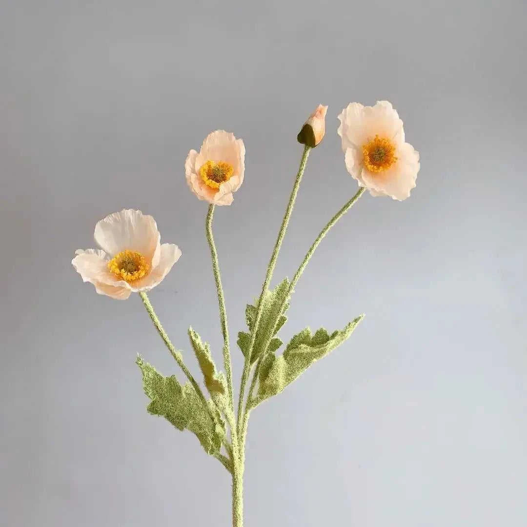 Valencia Artificial Poppy Flowers - Silk Long Stem for Wedding Bouquet & Home Decor 14:200006154#Purple White Artificial Flowers