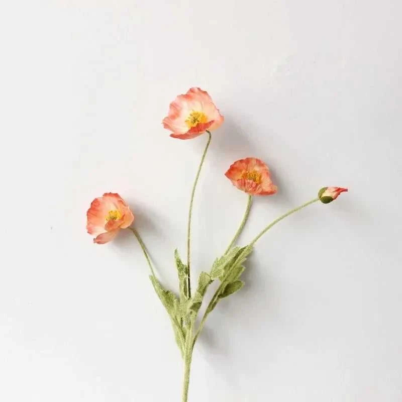 Valencia Artificial Poppy Flowers - Silk Long Stem for Wedding Bouquet & Home Decor 14:200006154#Purple White Artificial Flowers