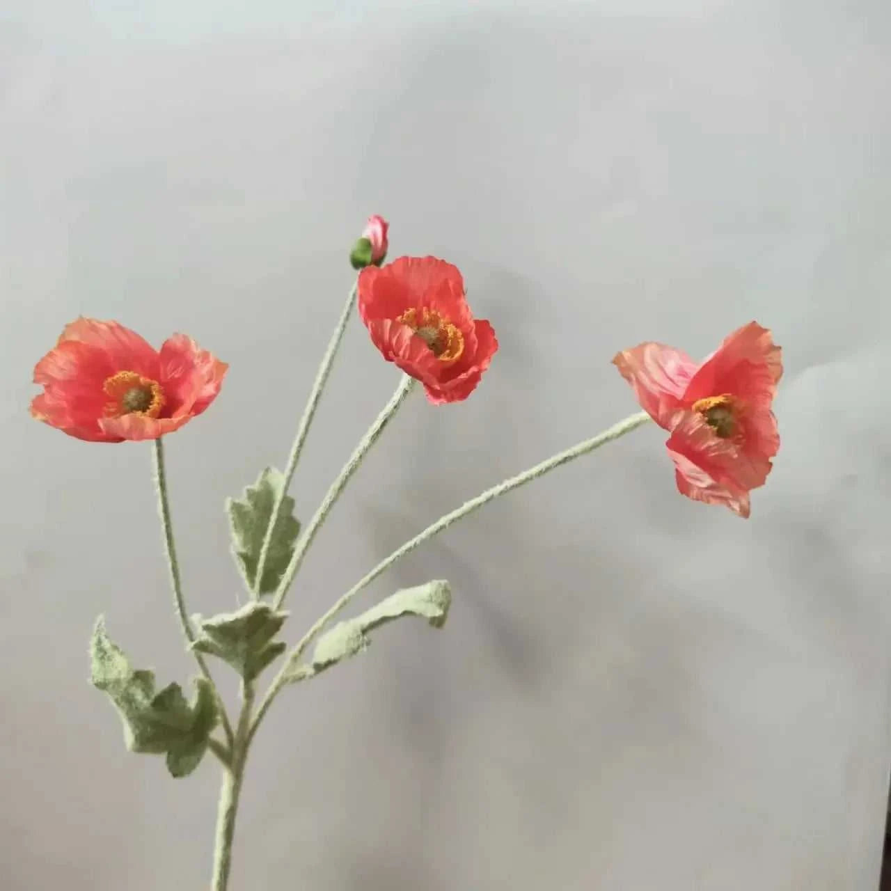 Valencia Artificial Poppy Flowers - Silk Long Stem for Wedding Bouquet & Home Decor 14:200006154#Purple White Artificial Flowers