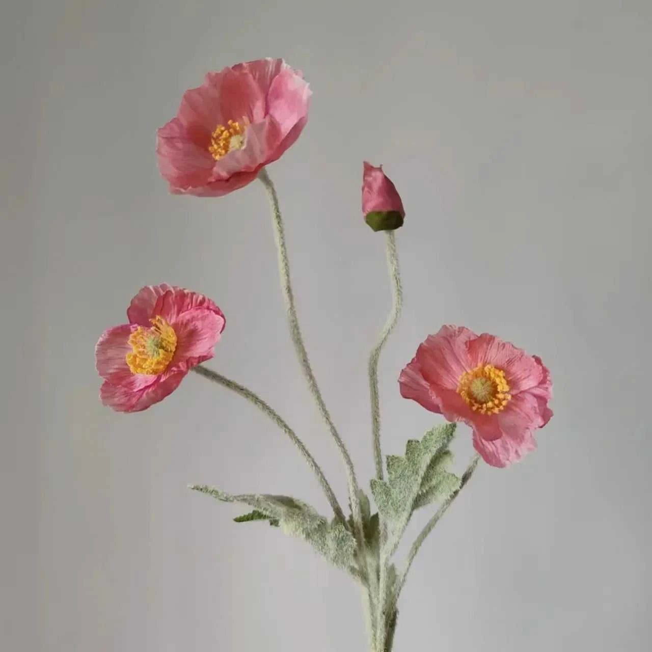 Valencia Artificial Poppy Flowers - Silk Long Stem for Wedding Bouquet & Home Decor 14:200006154#Purple White Artificial Flowers