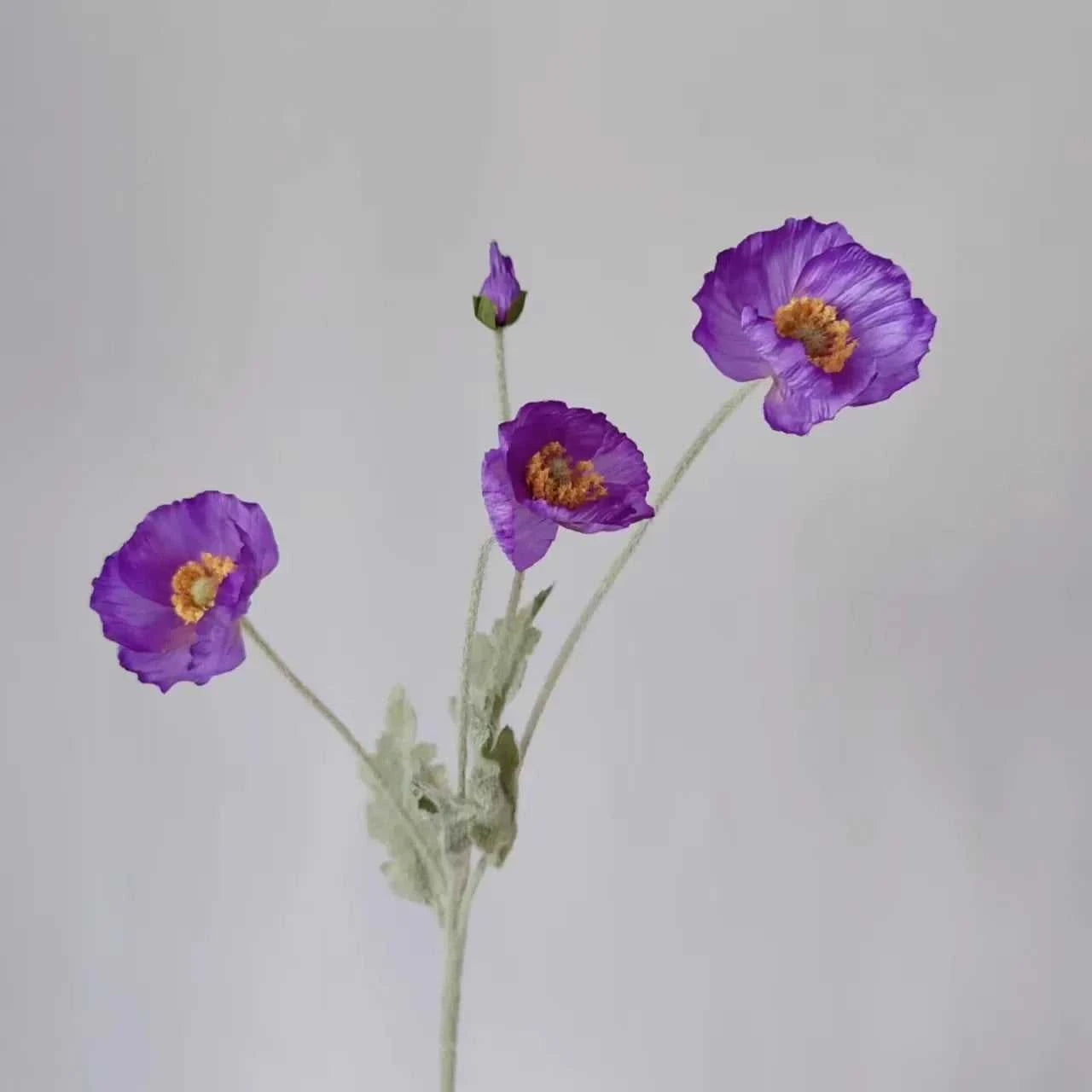 Valencia Artificial Poppy Flowers - Silk Long Stem for Wedding Bouquet & Home Decor 14:200006154#Purple White Artificial Flowers