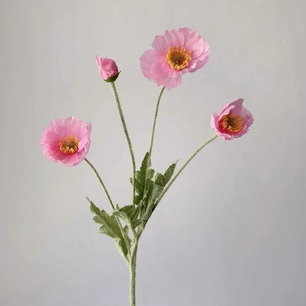 Valencia Artificial Poppy Flowers - Silk Long Stem for Wedding Bouquet & Home Decor 14:200006154#Purple White Artificial Flowers