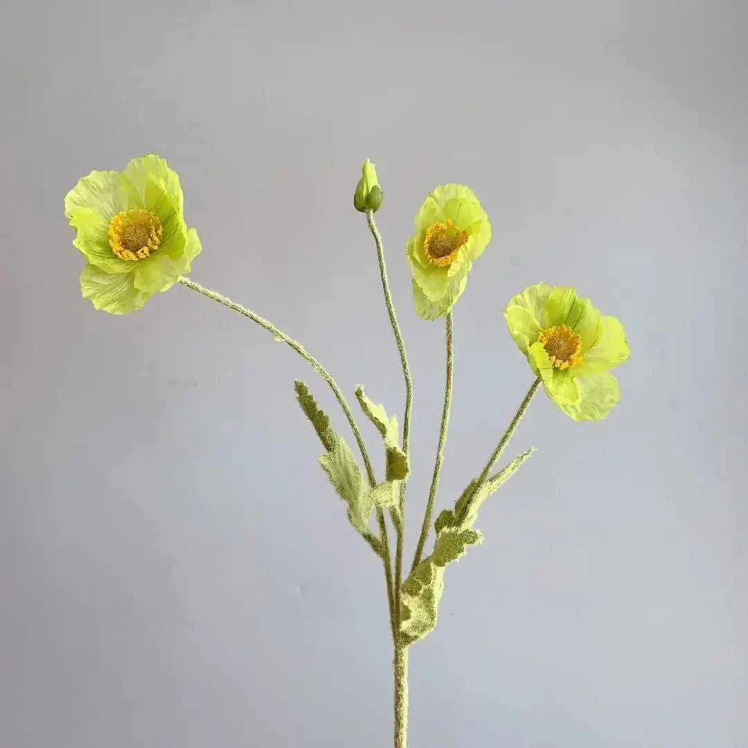 Valencia Artificial Poppy Flowers - Silk Long Stem for Wedding Bouquet & Home Decor 14:200006154#Purple White Artificial Flowers