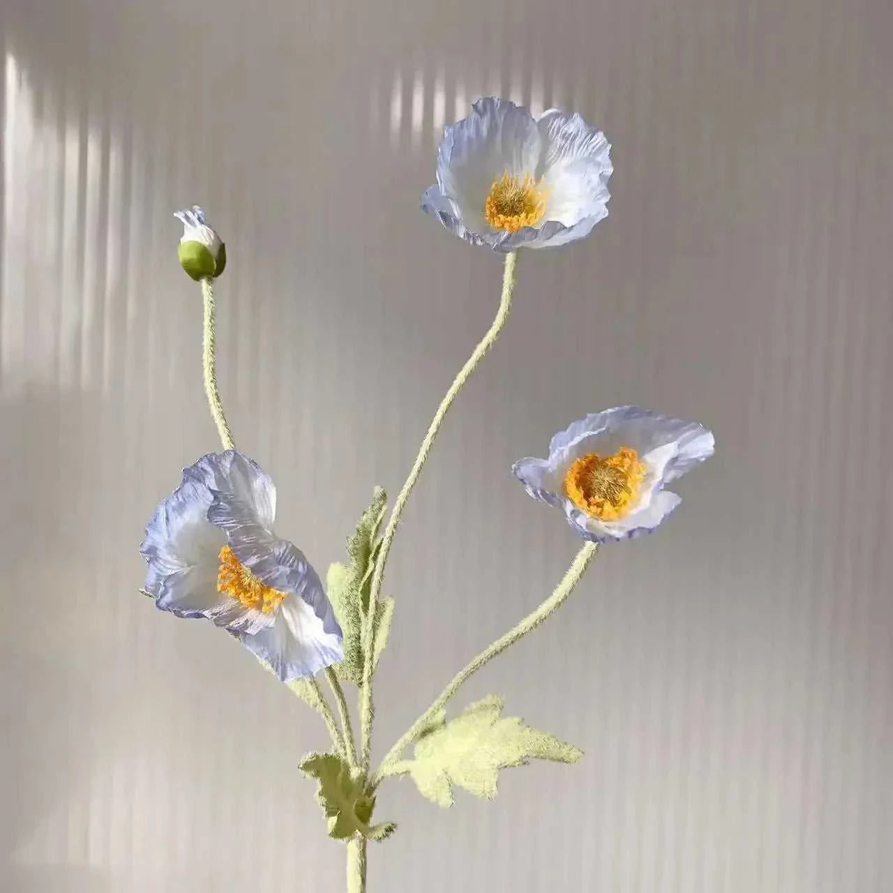 Valencia Artificial Poppy Flowers - Silk Long Stem for Wedding Bouquet & Home Decor 14:200006154#Purple White Artificial Flowers