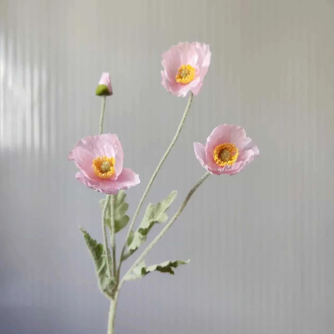 Valencia Artificial Poppy Flowers - Silk Long Stem for Wedding Bouquet & Home Decor 14:200006154#Purple White Artificial Flowers