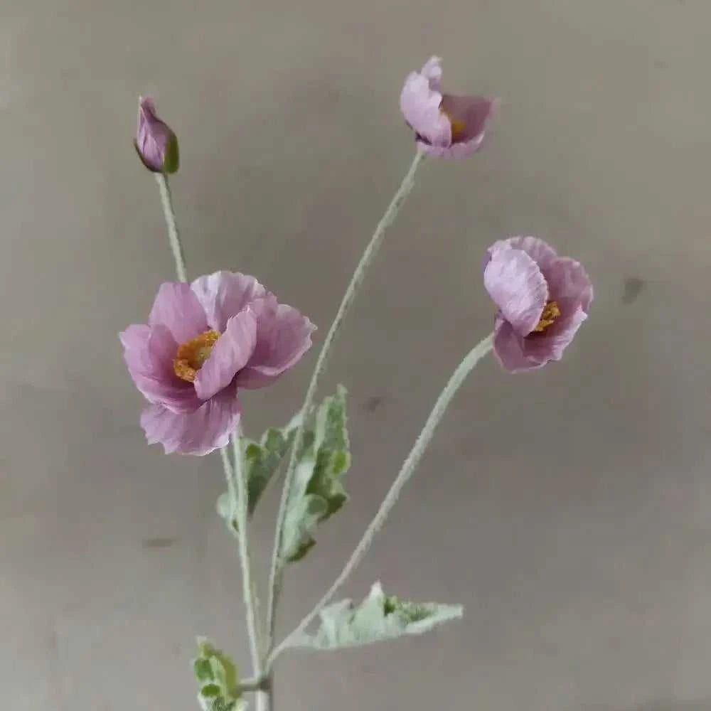 Valencia Artificial Poppy Flowers - Silk Long Stem for Wedding Bouquet & Home Decor 14:200006154#Purple White Artificial Flowers