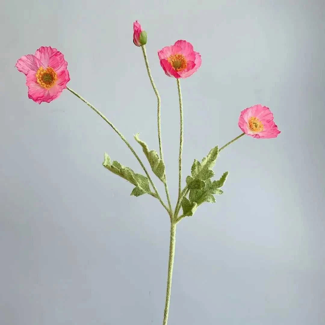 Valencia Artificial Poppy Flowers - Silk Long Stem for Wedding Bouquet & Home Decor 14:200006154#Purple White Artificial Flowers