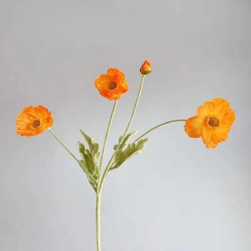 Valencia Artificial Poppy Flowers - Silk Long Stem for Wedding Bouquet & Home Decor 14:200006154#Purple White Artificial Flowers
