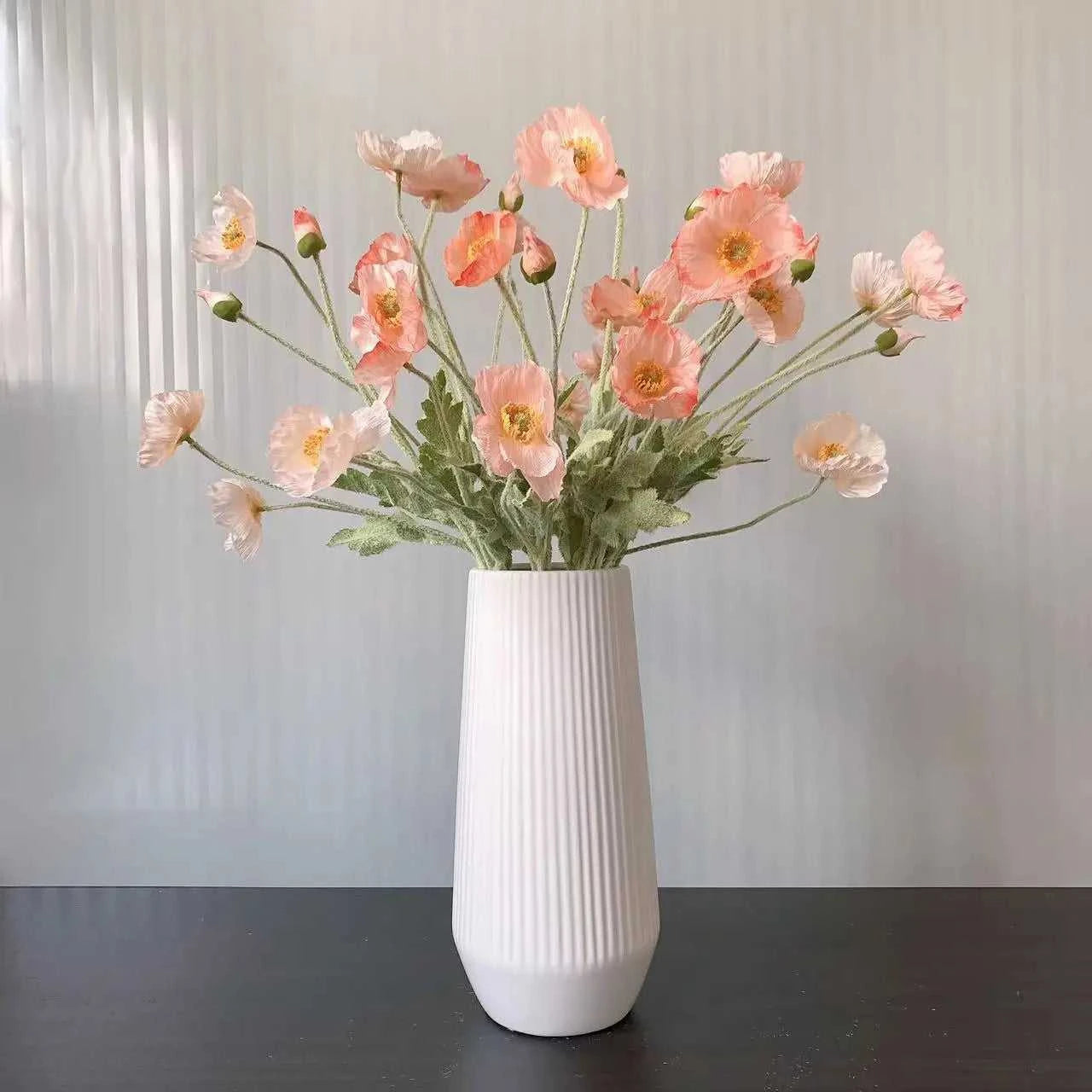 Valencia Artificial Poppy Flowers - Silk Long Stem for Wedding Bouquet & Home Decor 14:200006154#Purple White Artificial Flowers