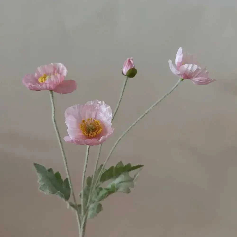 Valencia Artificial Poppy Flowers - Silk Long Stem for Wedding Bouquet & Home Decor 14:200006154#Purple White Artificial Flowers