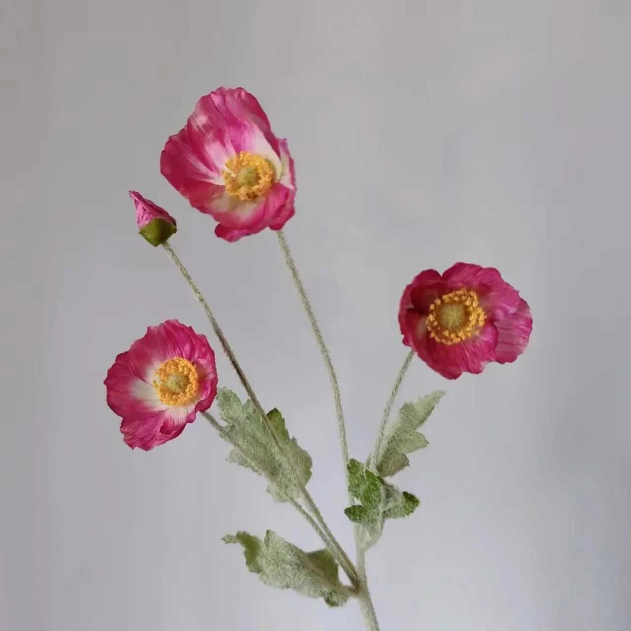 Valencia Artificial Poppy Flowers - Silk Long Stem for Wedding Bouquet & Home Decor 14:200006154#Purple White Artificial Flowers