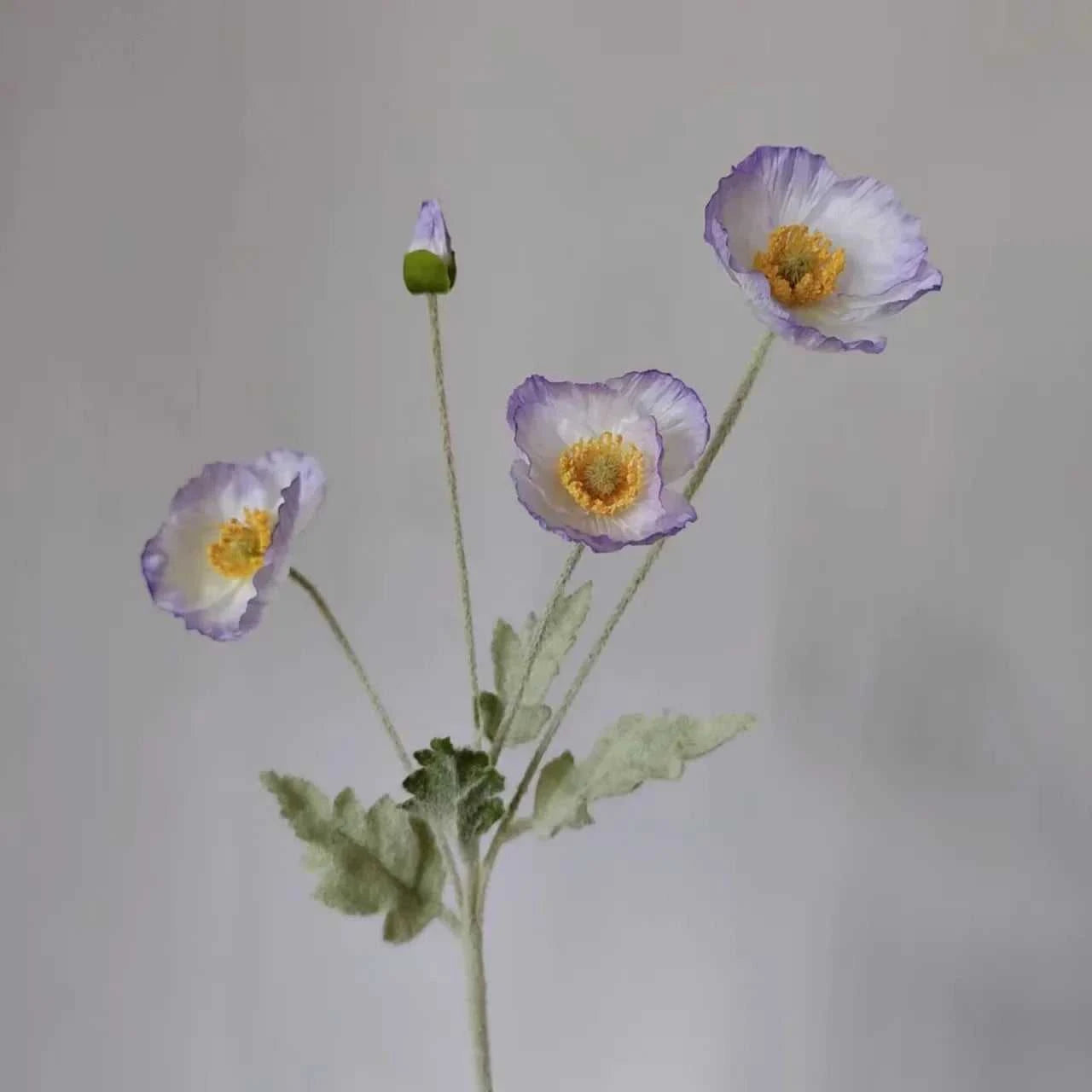 Valencia Artificial Poppy Flowers - Silk Long Stem for Wedding Bouquet & Home Decor 14:200006154#Purple White Artificial Flowers