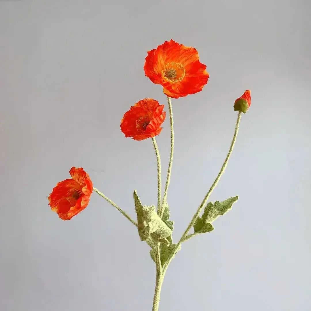 Valencia Artificial Poppy Flowers - Silk Long Stem for Wedding Bouquet & Home Decor 14:200006154#Purple White Artificial Flowers