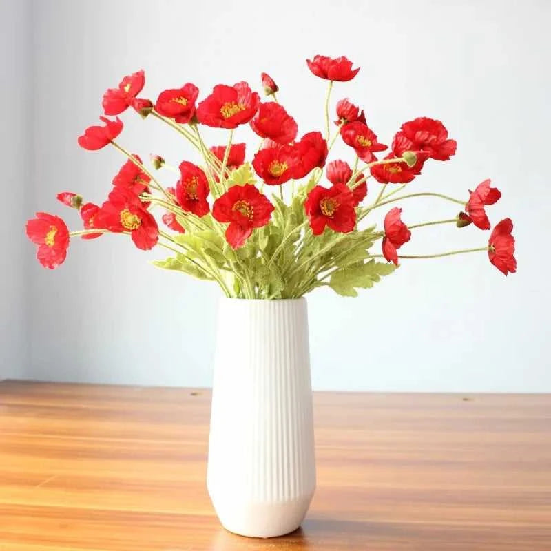 Valencia Artificial Poppy Flowers - Silk Long Stem for Wedding Bouquet & Home Decor 14:200006154#Purple White Artificial Flowers
