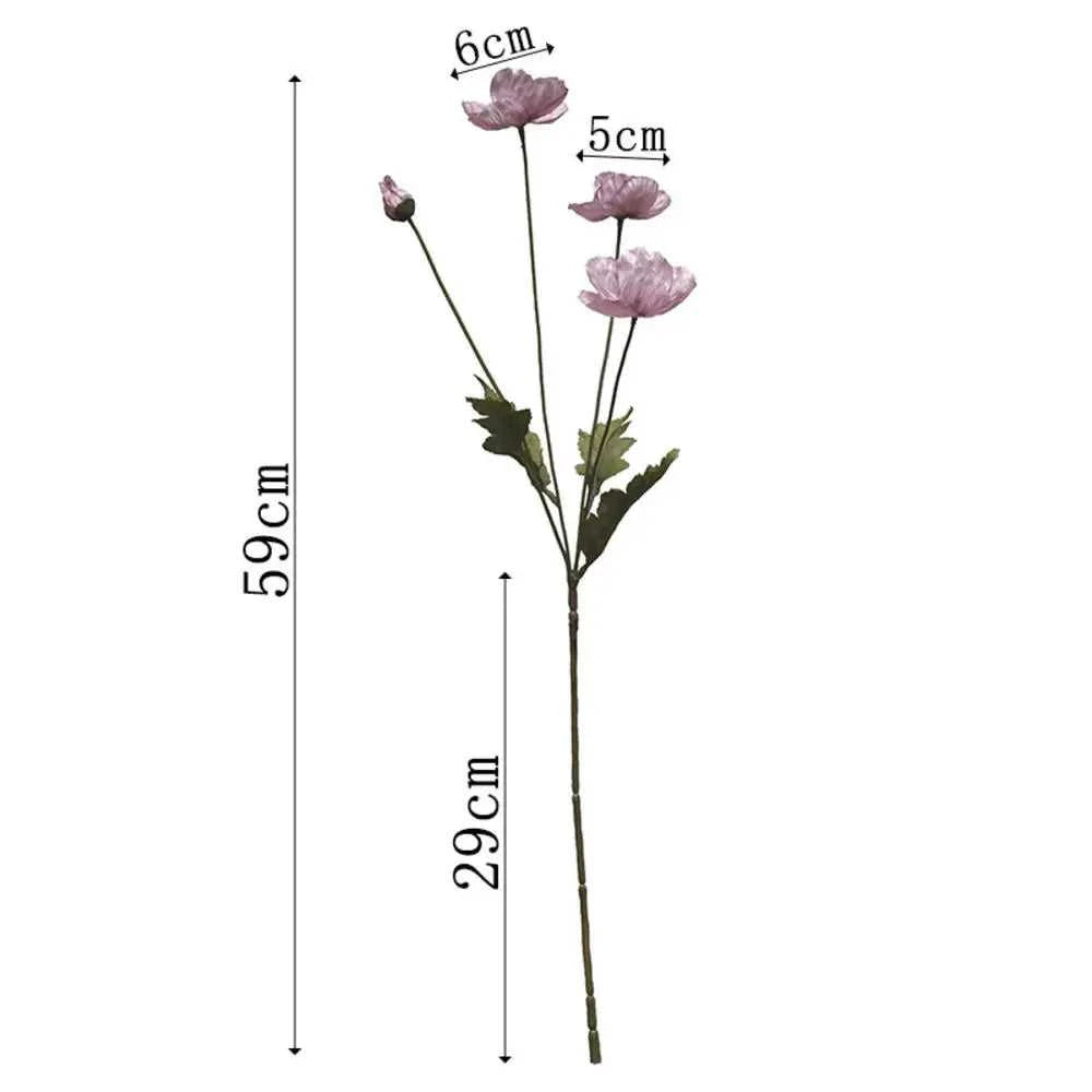 Valencia Artificial Poppy Flowers - Silk Long Stem for Wedding Bouquet & Home Decor 14:200006154#Purple White Artificial Flowers