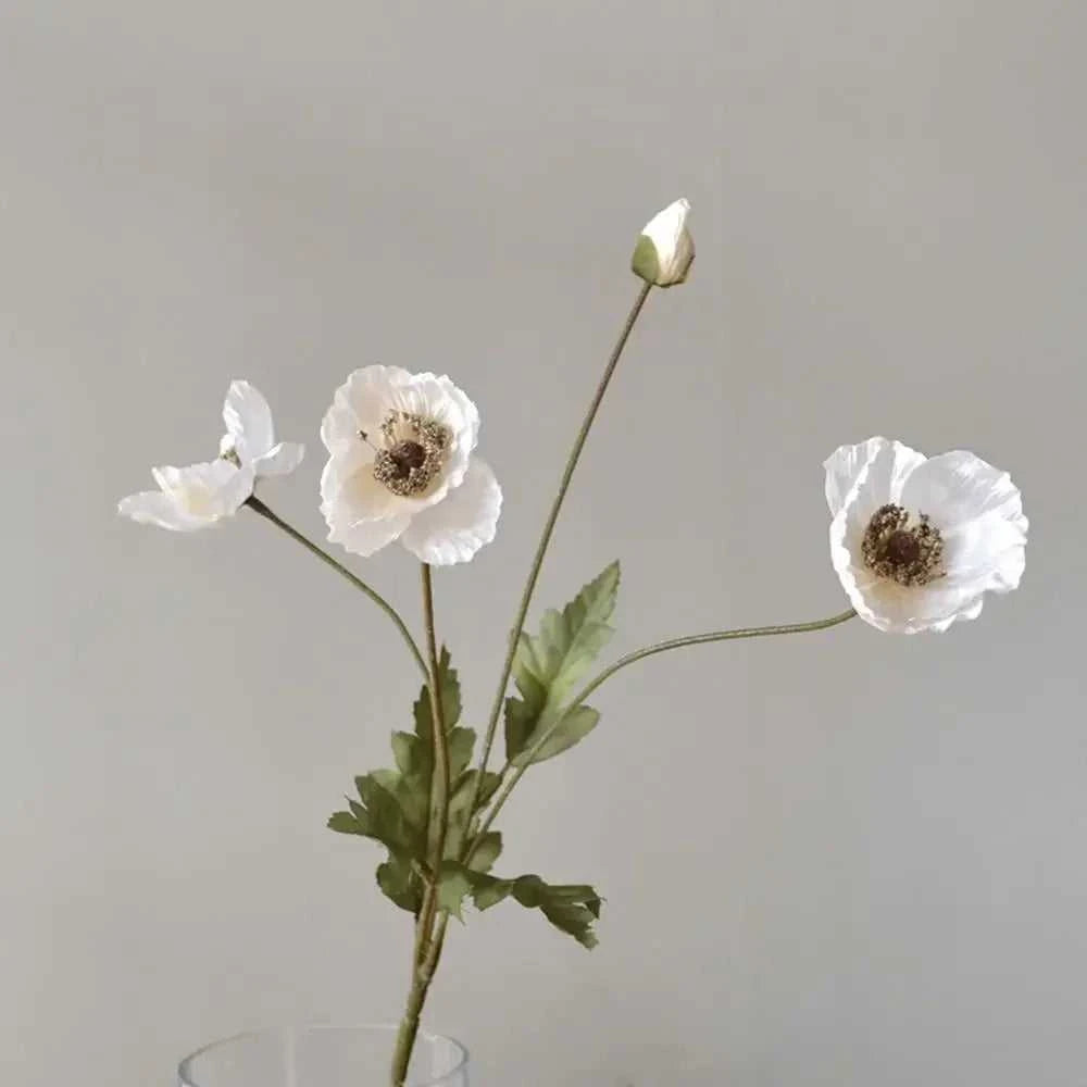 Valencia Artificial Poppy Flowers - Silk Long Stem for Wedding Bouquet & Home Decor 14:200006154#Purple White Artificial Flowers