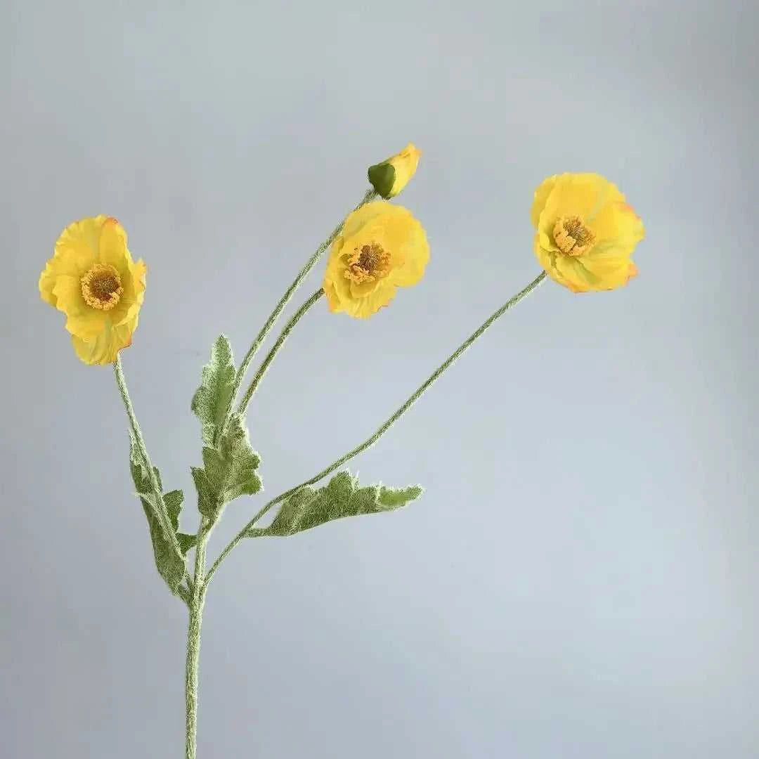 Valencia Artificial Poppy Flowers - Silk Long Stem for Wedding Bouquet & Home Decor 14:200006154#Purple White Artificial Flowers