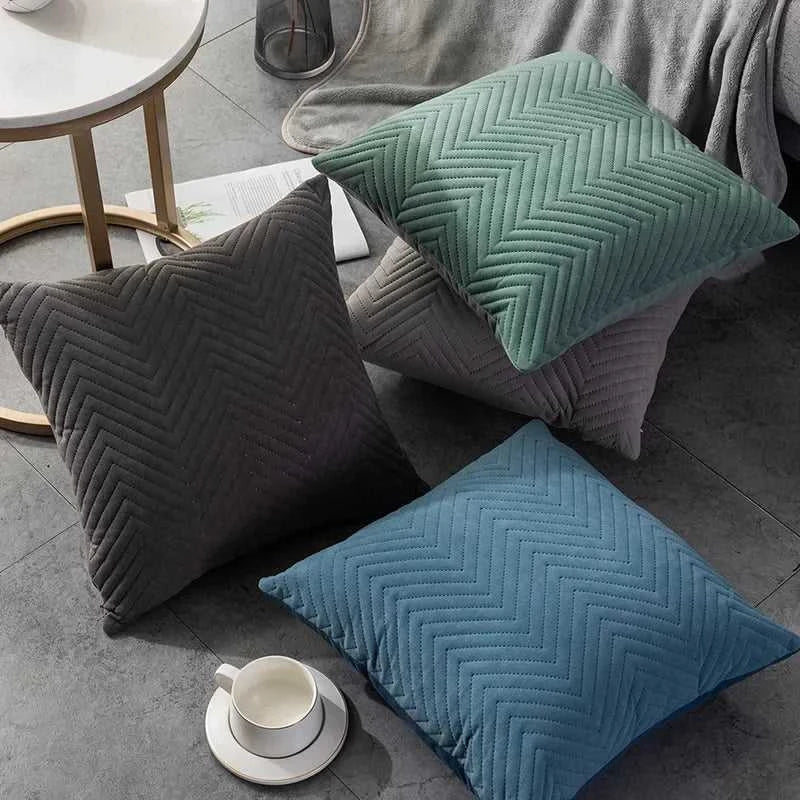 Velour Quilted Velvet Throw Pillow Covers 45x45cm - Luxury Cushion Cases 14:29#A-Orange Cushion Covers