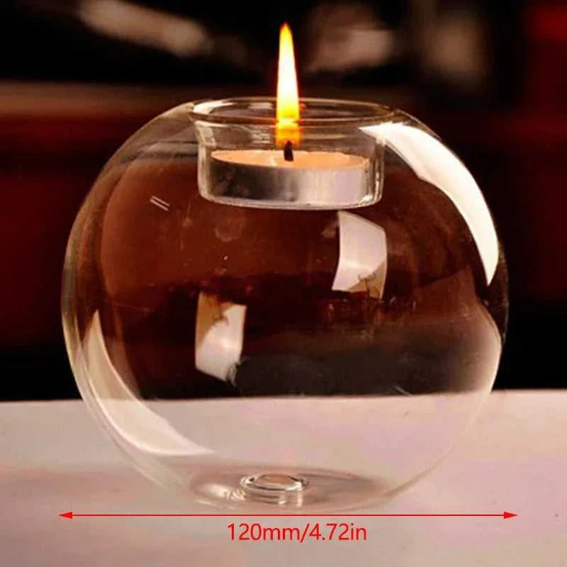 Elegant Round Glass Candle Holders - European Style Centerpiece for Christmas, Halloween & Wedding Parties 14:100018814#12cm sculptures