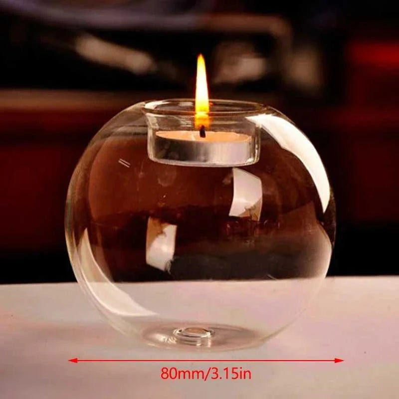 Elegant Round Glass Candle Holders - European Style Centerpiece for Christmas, Halloween & Wedding Parties 14:100018814#12cm sculptures