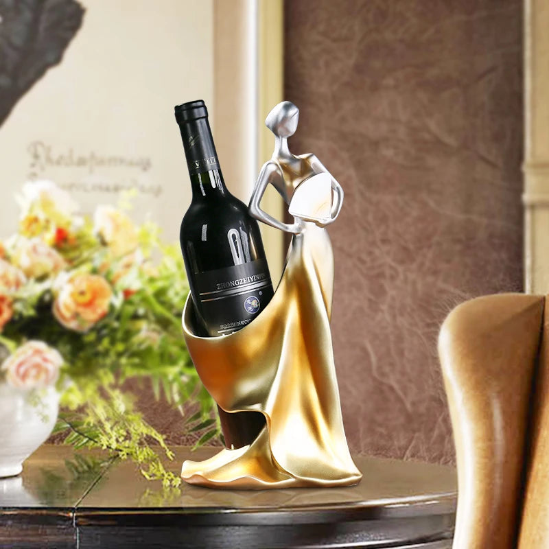 Close-up detail of wine bottle holder sculpture material and craftsmanship