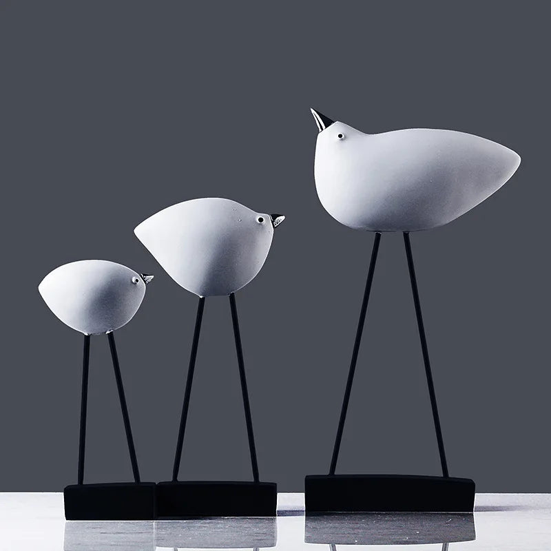 Vogel Resin Bird Figurines Set - Decorative Desk Sculpture for Home & Café Decor 14:200006151#style1-3PCS Decorative Sculpture
