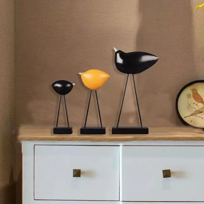 Vogel Resin Bird Figurines Set - Decorative Desk Sculpture for Home & Café Decor 14:200006151#style1-3PCS Decorative Sculpture