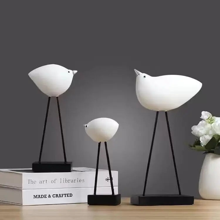 Vogel Resin Bird Figurines Set - Decorative Desk Sculpture for Home & Café Decor 14:200006151#style1-3PCS Decorative Sculpture