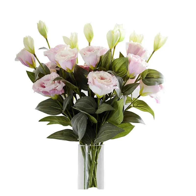 Haya Artificial Silk Eustoma Flowers - Home Decor 14:193#Deep Pink Purple Artificial Flowers